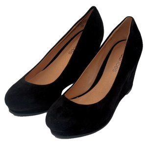 Womens Platform Wedge Shoes Suede High Heel Size 6